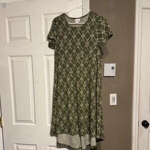 GUC LuLaRoe Green Diamond Carly High Low Dress with pocket XS